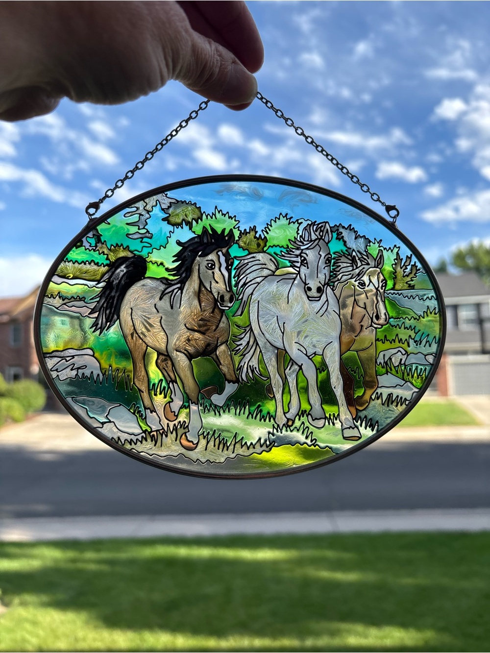 Amia 3 horses sun catcher